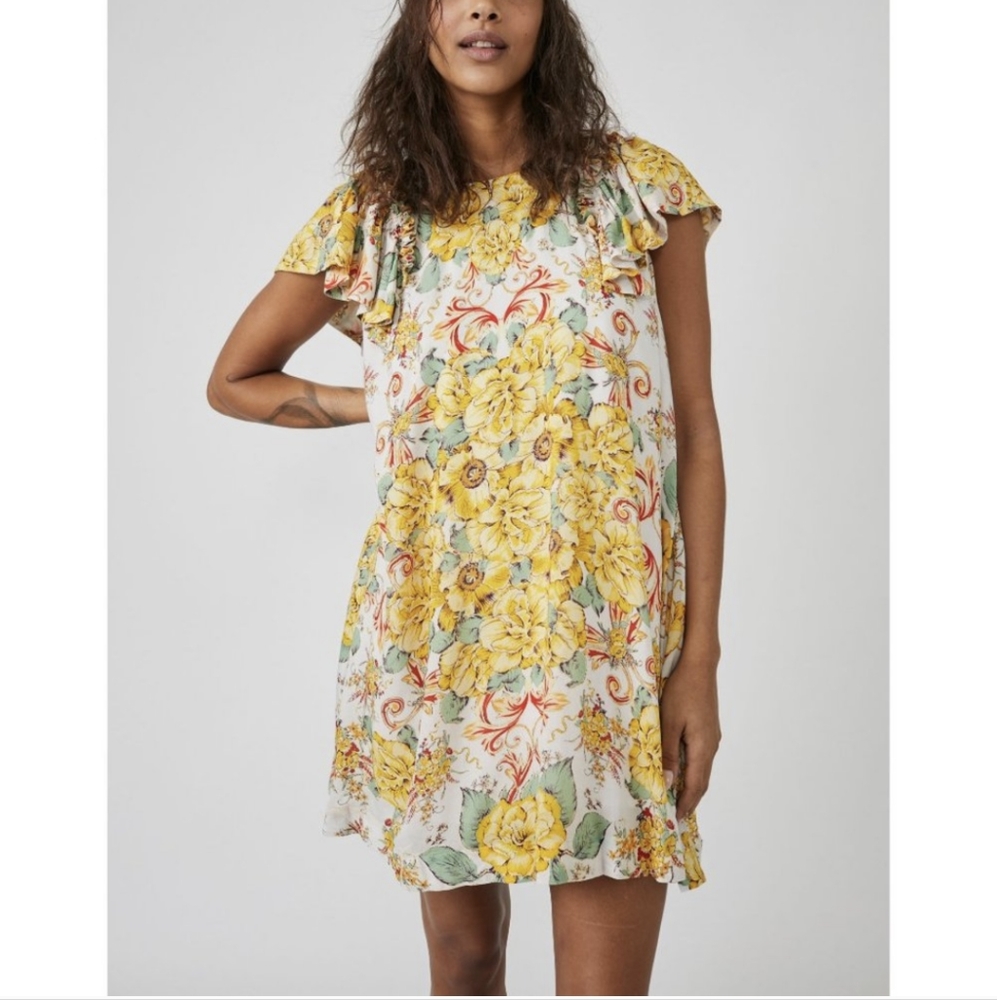 Free People Yara Printed Mini Dress / Tea Combo